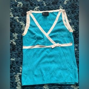 Blue and white finish tank top
